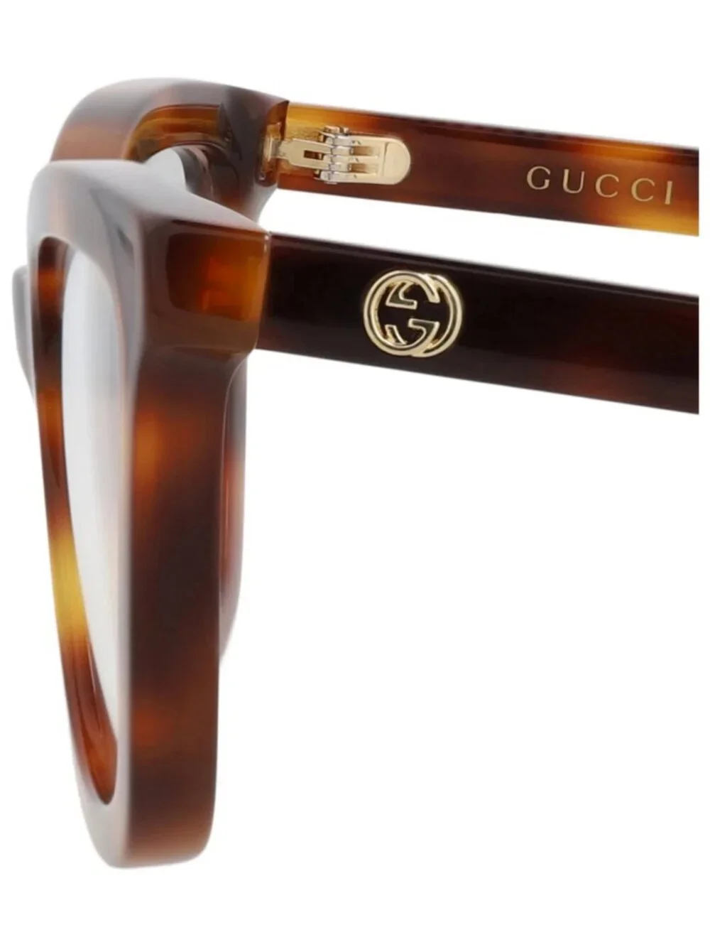New Gucci Women's Eyeglasses Cat Eye Recycled Acetate Frame Havana Havana